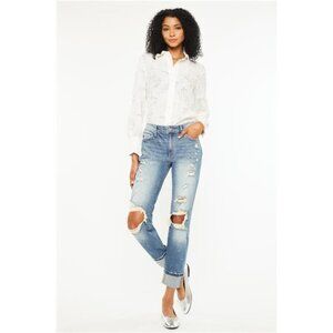 Kancan High Rise Distressed Boyfriend Fit Jeans